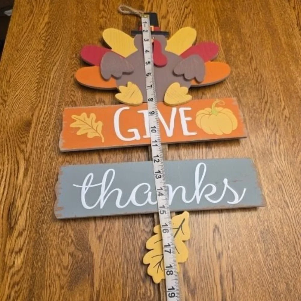 Rustic Wood Turkey Give Thanks Outdoor Decor Thanksgiving Fall Harvest Yard Sign